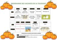 Planning Vacances de la Toussaint 2024